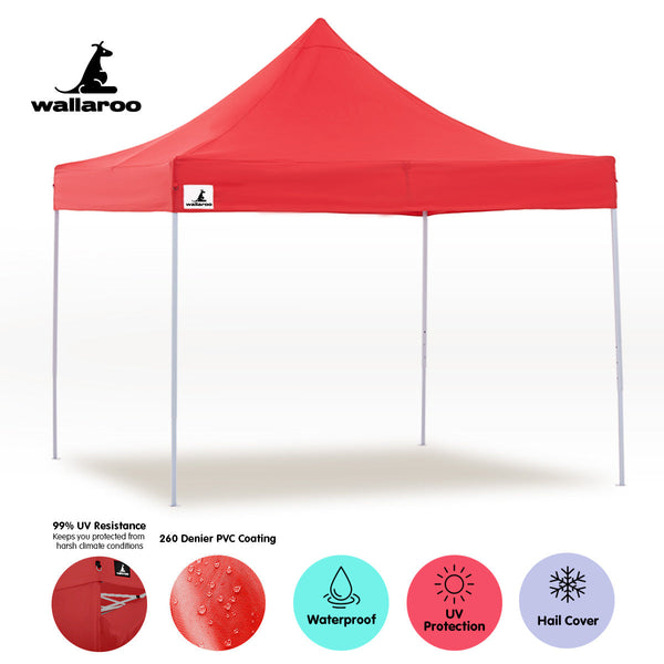 Marquees Wallaroo Gazebo Tent Marquee 3X3 Popup Outdoor Red