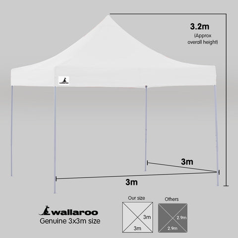 Wallaroo Gazebo Tent Marquee 3X3 Popup Outdoor White