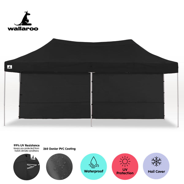 Marquees Wallaroo Gazebo Tent Marquee 3X6m Popup Outdoor Black