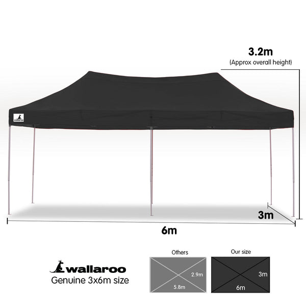 Marquees Wallaroo Gazebo Tent Marquee 3X6m Popup Outdoor Black