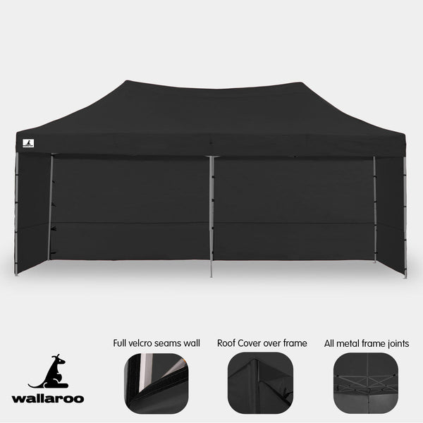 Marquees Wallaroo Gazebo Tent Marquee 3X6m Popup Outdoor Black