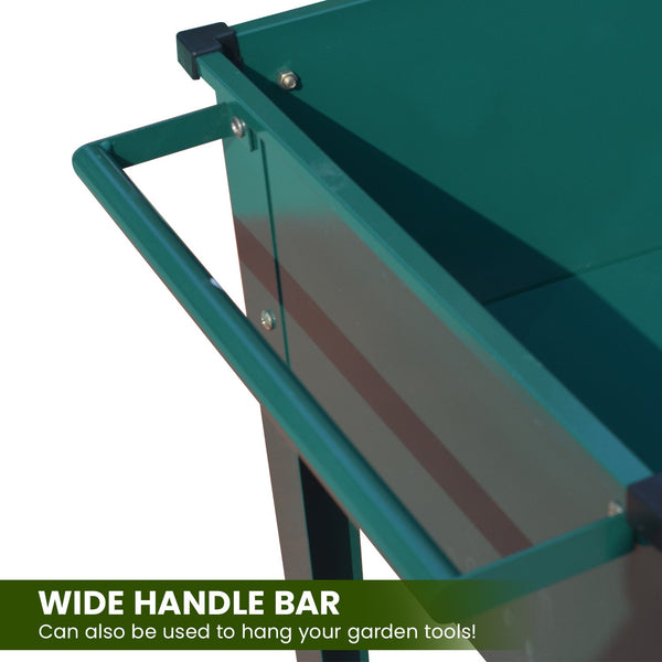 Wallaroo Garden Bed Cart Raised Planter Box 108.5 X 50.5 80Cm Galvanized Steel - Green