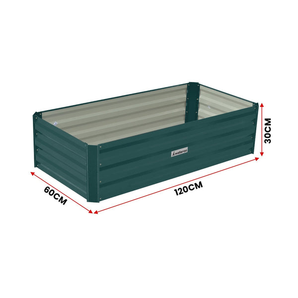 Raised Garden Beds Wallaroo Garden Bed 120 X 60 30Cm Galvanized Steel Green