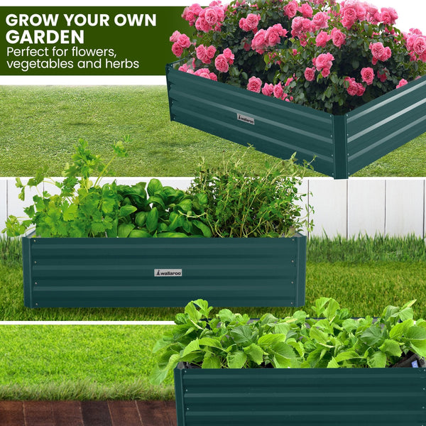 Raised Garden Beds Wallaroo Garden Bed 120 X 60 30Cm Galvanized Steel Green