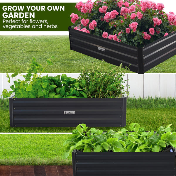 Raised Garden Beds Wallaroo Garden Bed 120 X 90 30Cm Galvanized Steel Black