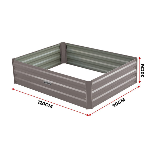 Raised Garden Beds Wallaroo Garden Bed 120 X 90 30Cm Galvanized Steel Grey