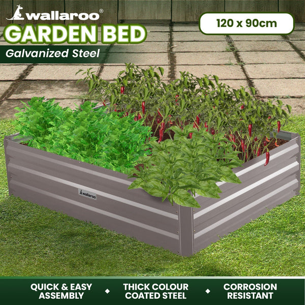 Raised Garden Beds Wallaroo Garden Bed 120 X 90 30Cm Galvanized Steel Grey