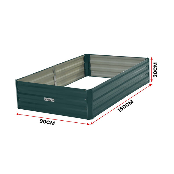 Wallaroo Garden Bed 150 X 90 30Cm Galvanized Steel - Green