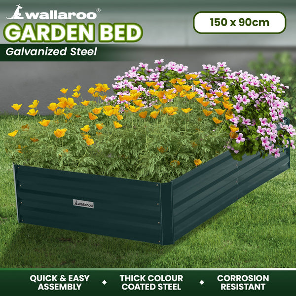 Wallaroo Garden Bed 150 X 90 30Cm Galvanized Steel - Green