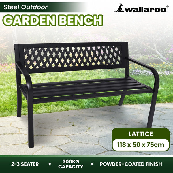 Patio Benches Wallaroo Steel Outdoor Garden Bench Lattice