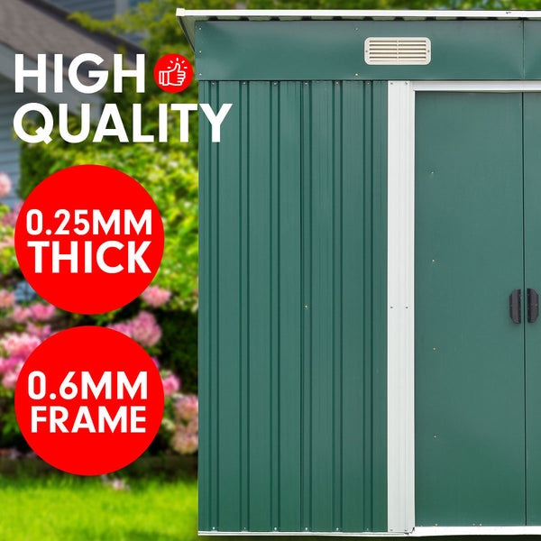 Sheds Summerhouses Carports Wallaroo Garden Shed Flat 4Ft X 6Ft Outdoor Storage Shelter Green