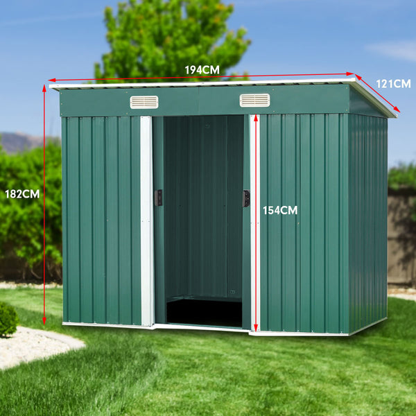 Sheds Summerhouses Carports Wallaroo Garden Shed Flat 4Ft X 6Ft Outdoor Storage Shelter Green