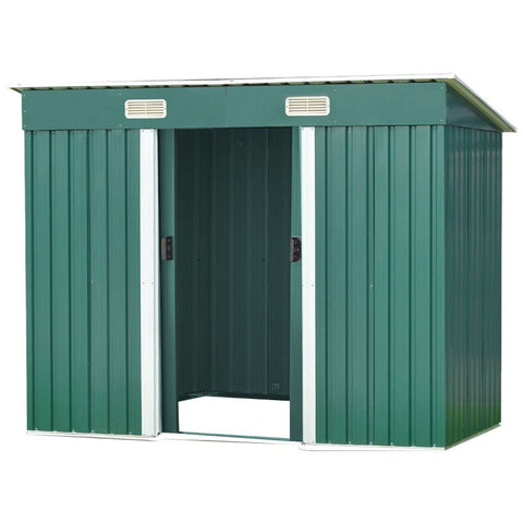 Sheds Summerhouses Carports Wallaroo 4Ft X 8Ft Garden Shed With Base Flat Roof Outdoor Storage Green