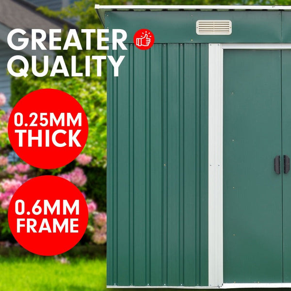 Sheds Summerhouses Carports Wallaroo 4Ft X 8Ft Garden Shed With Base Flat Roof Outdoor Storage Green