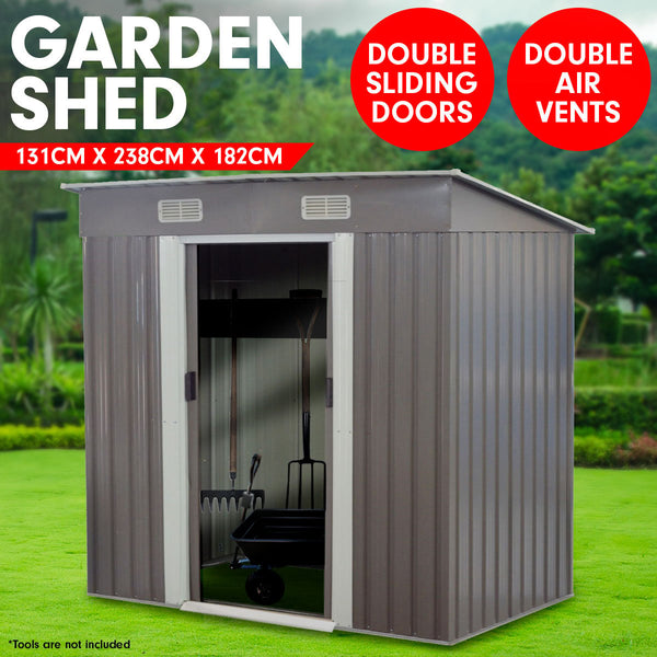 Sheds Summerhouses Carports Wallaroo 4Ft X 8Ft Garden Shed Flat Roof Outdoor Storage Grey