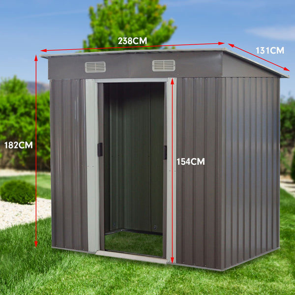 Sheds Summerhouses Carports Wallaroo 4Ft X 8Ft Garden Shed Flat Roof Outdoor Storage Grey