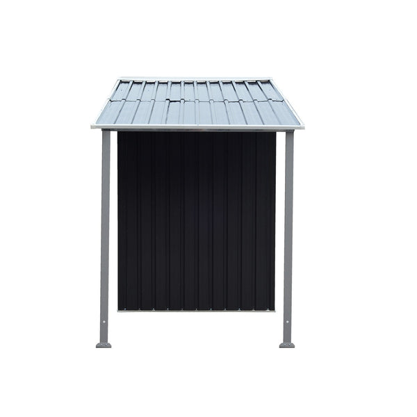 Sheds Summerhouses Carports Wallaroo 4X8ft Zinc Steel Garden Shed With Open Storage Black