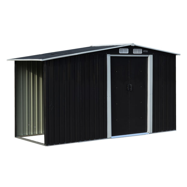 Sheds Summerhouses Carports Wallaroo Garden Shed With Semi Close Storage 4*8Ft Black