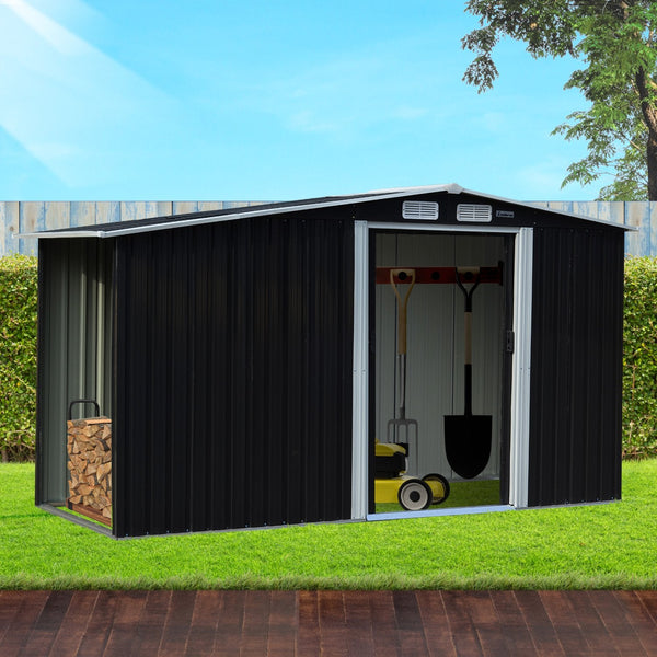 Sheds Summerhouses Carports Wallaroo Garden Shed With Semi Close Storage 4*8Ft Black