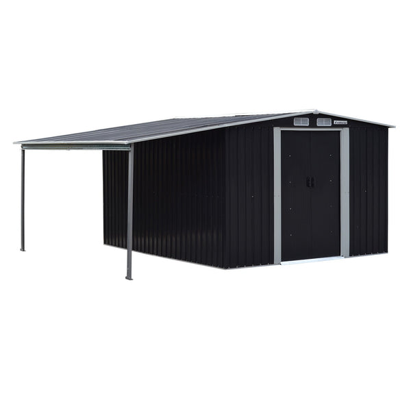 Sheds Summerhouses Carports Wallaroo 6X8ft Zinc Steel Garden Shed With Open Storage Black