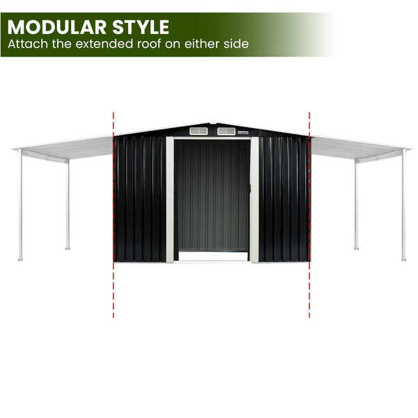 Sheds Summerhouses Carports Wallaroo 6X8ft Zinc Steel Garden Shed With Open Storage Black