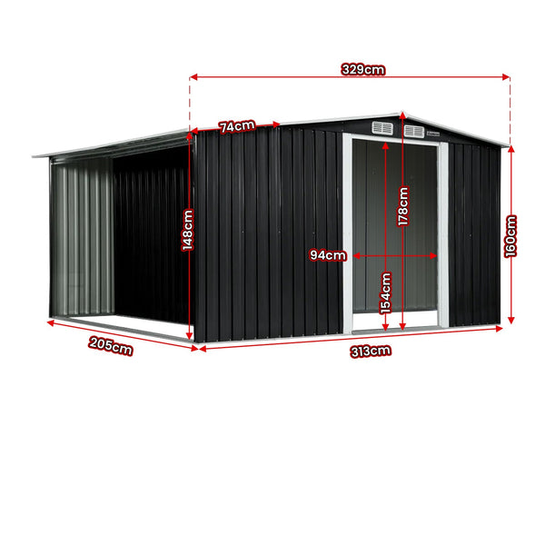 Sheds Summerhouses Carports Wallaroo Garden Shed With Semi Close Storage 6*8Ft Black