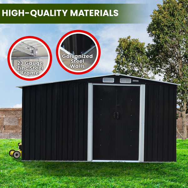 Sheds Summerhouses Carports Wallaroo Garden Shed With Semi Close Storage 6*8Ft Black