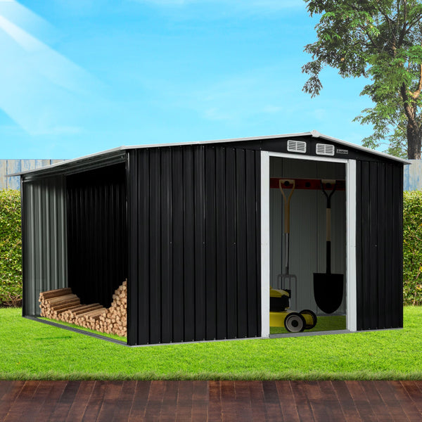 Sheds Summerhouses Carports Wallaroo Garden Shed With Semi Close Storage 6*8Ft Black