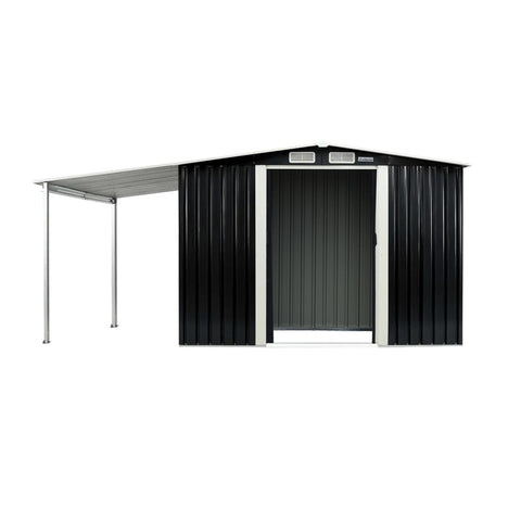 Sheds Summerhouses Carports Wallaroo 8X8ft Zinc Steel Garden Shed With Open Storage Black