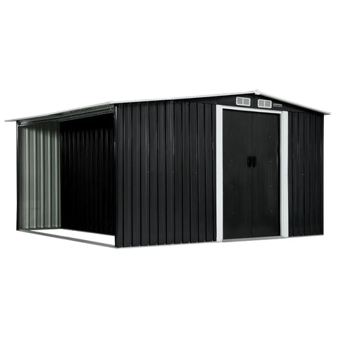 Sheds Summerhouses Carports Wallaroo Garden Shed With Semi Closed Storage 8*8Ft Black