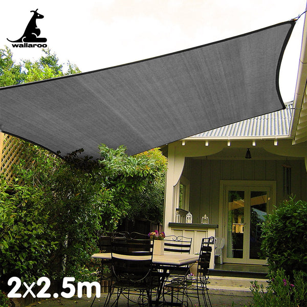 Shade Sails Wallaroo Outdoor Sun Shade Sail Canopy Grey Rectangle 2 X 2.5M