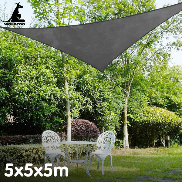 Wallaroo Outdoor Sun Shade Sail Canopy Grey Triangle 5 X 5M