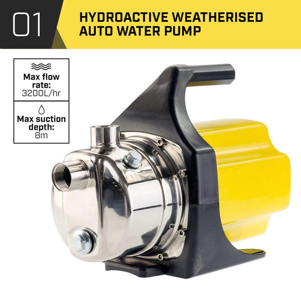 Water Pumps & Pressure Tanks Hydroactive 800W Weatherised Water Pump Without Controller Yellow