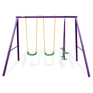 Outdoor Swings Kahuna Kids 4 Seater Swing Set Purple Green