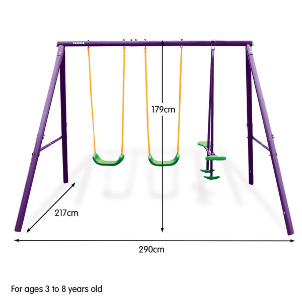 Outdoor Swings Kahuna Kids 4 Seater Swing Set Purple Green