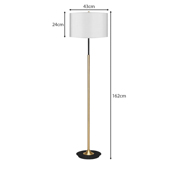 Floor Lamps Sarantino Metal Floor Lamp Brushed Brass Finish With White Shade