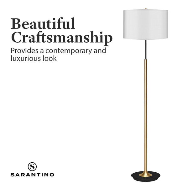 Floor Lamps Sarantino Metal Floor Lamp Brushed Brass Finish With White Shade