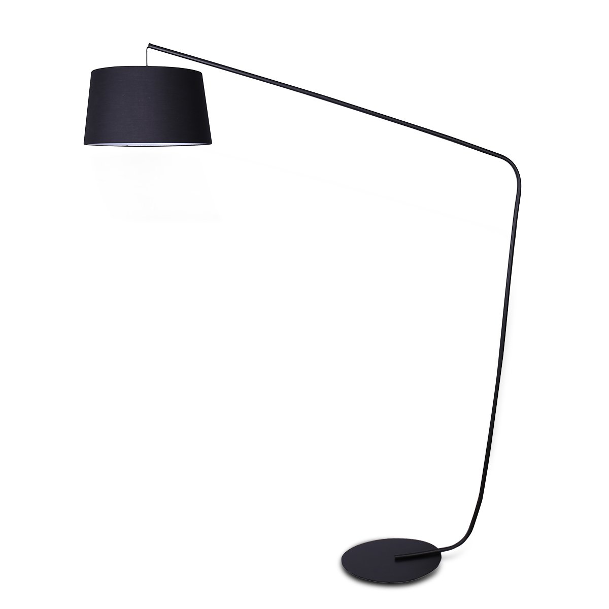 Floor Lamps Sarantino Metal Arc Floor Lamp In Black Finish With Linen Taper Shade