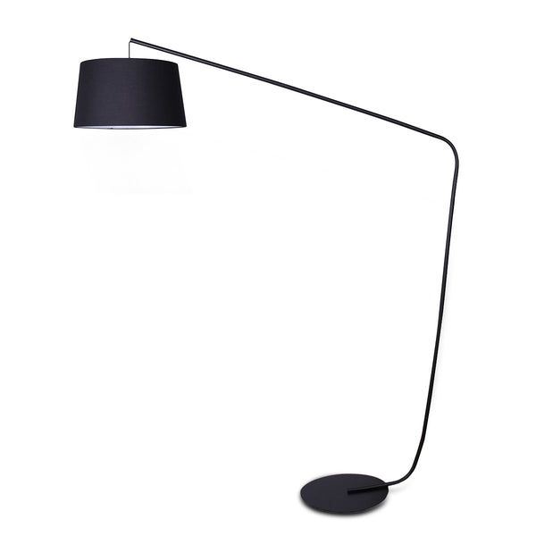 Floor Lamps Sarantino Metal Arc Floor Lamp In Black Finish With Linen Taper Shade