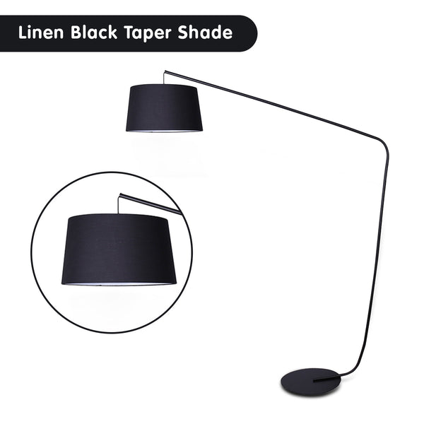 Floor Lamps Sarantino Metal Arc Floor Lamp In Black Finish With Linen Taper Shade