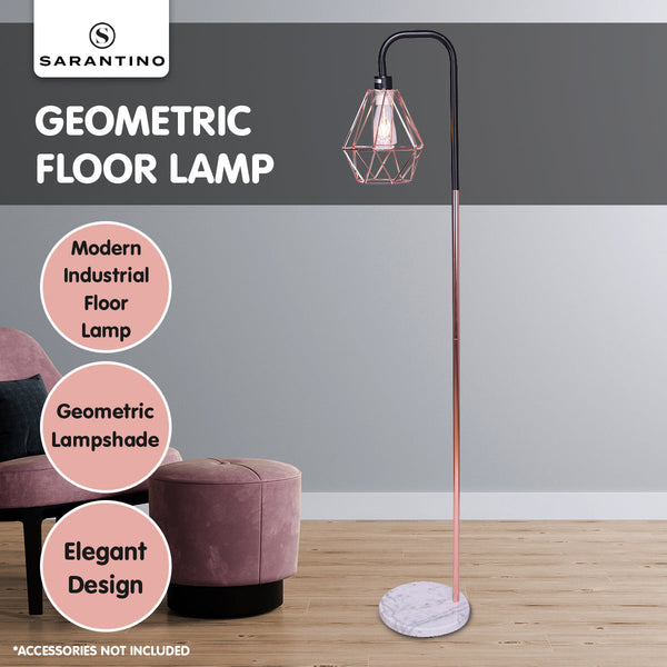 Floor Lamps Sarantino Rose Gold Floor Lamp With Geometric Shade