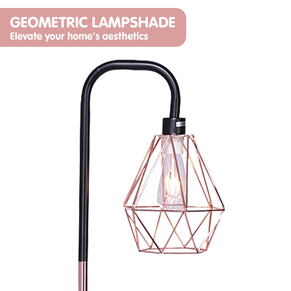 Floor Lamps Sarantino Rose Gold Floor Lamp With Geometric Shade