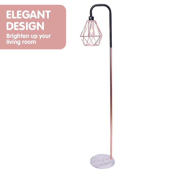 Floor Lamps Sarantino Rose Gold Floor Lamp With Geometric Shade