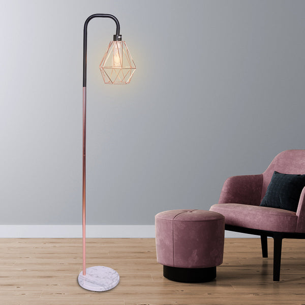 Floor Lamps Sarantino Rose Gold Floor Lamp With Geometric Shade