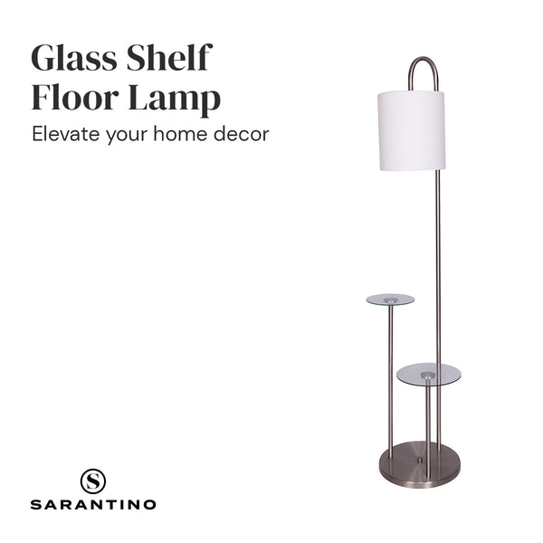 Floor Lamps Sarantino Metal Floor Lamp With Glass Shelves