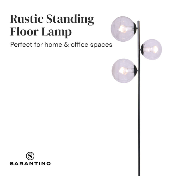 Sarantino 3-Light Black Metal Floor Lamp