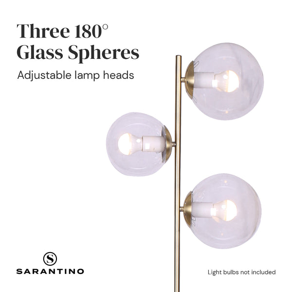 Floor Lamps Sarantino 3 Light Gold Metal Floor Lamp With Glass Shades