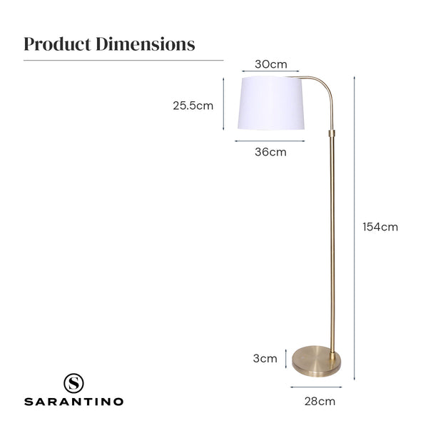 Floor Lamps Sarantino Metal Floor Lamp Brass Finish Adjustable Height