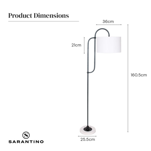 Floor Lamps Sarantino Metal Floor Lamp With Marble Base & Off White Shade