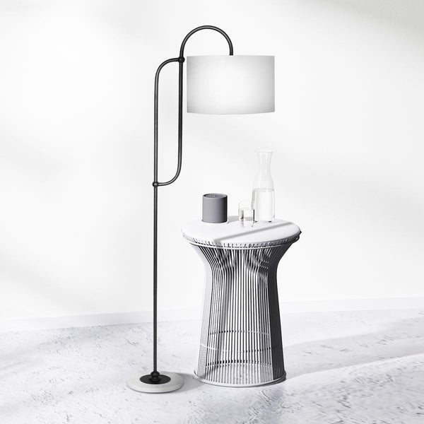 Floor Lamps Sarantino Metal Floor Lamp With Marble Base & Off White Shade